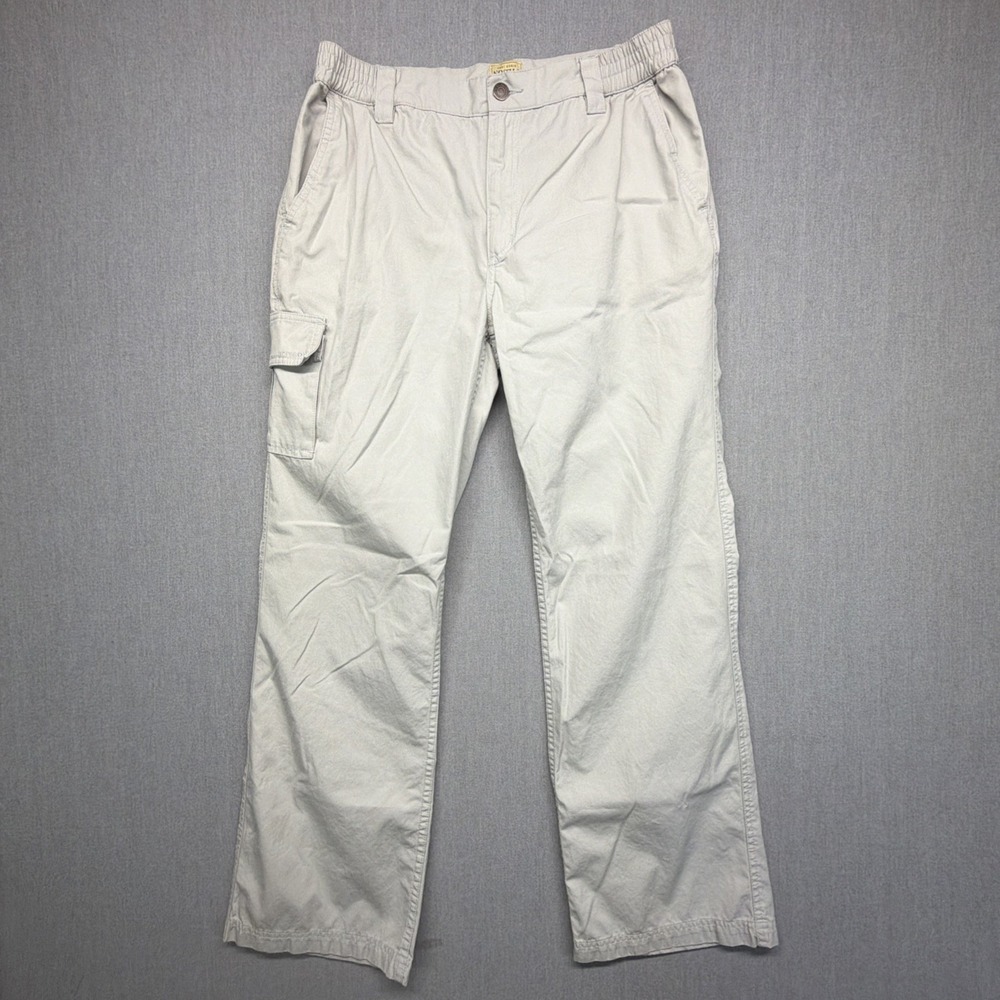 Filson Cargo Pants Mens M Beige 24005 Elastic Waist Cotton Canvas Utility 30x29